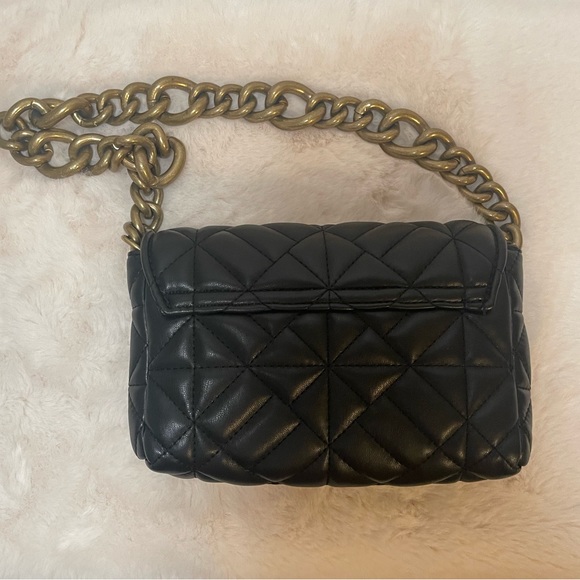 Zara Black quilted handbag with chain strap - Picture 4 of 4